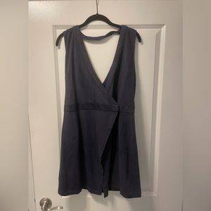 SUGAR LIPS WOMENS NAVY BLUE SUEDE WRAP SLEEVELESS DRESS SIZE LARGE